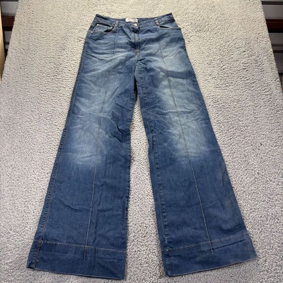 Diesel Lagerfield Jeans Womens 30x36 Blue Cotton Stretch‎ Baggy Flare Made Italy - Picture 1 of 11